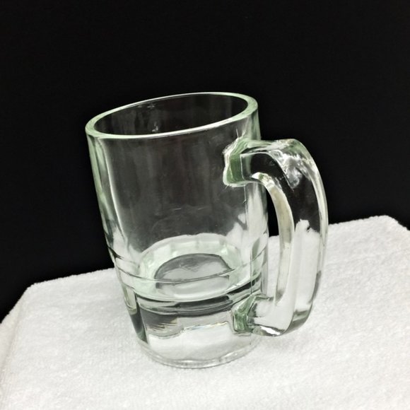 Vintage Clear Glass Mug Beer Ale Panel Base Heavy - Picture 3 of 9